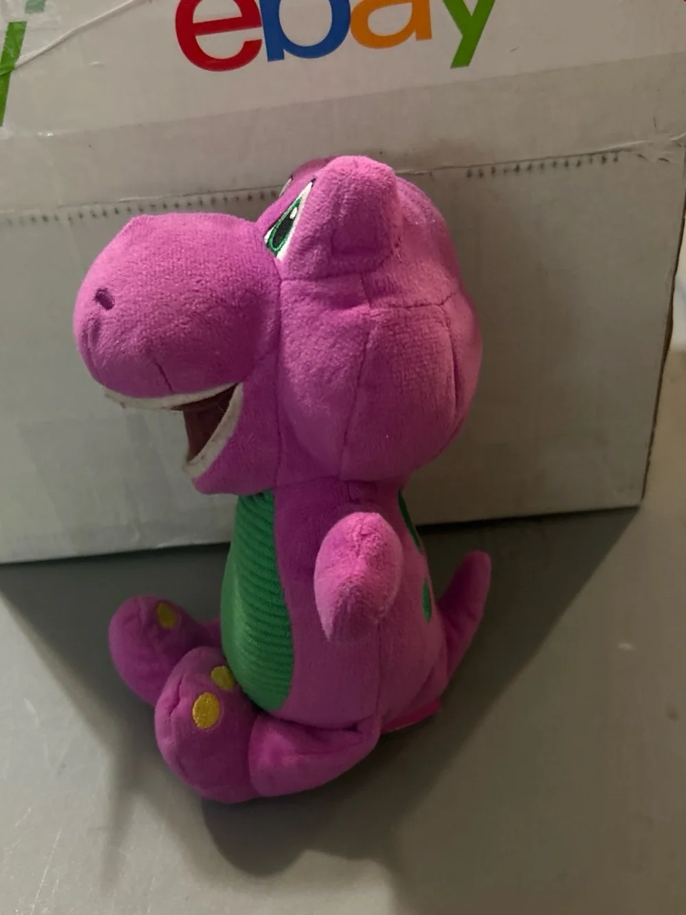 Fisher-Price Purple Plush Dinosaur with Green Belly